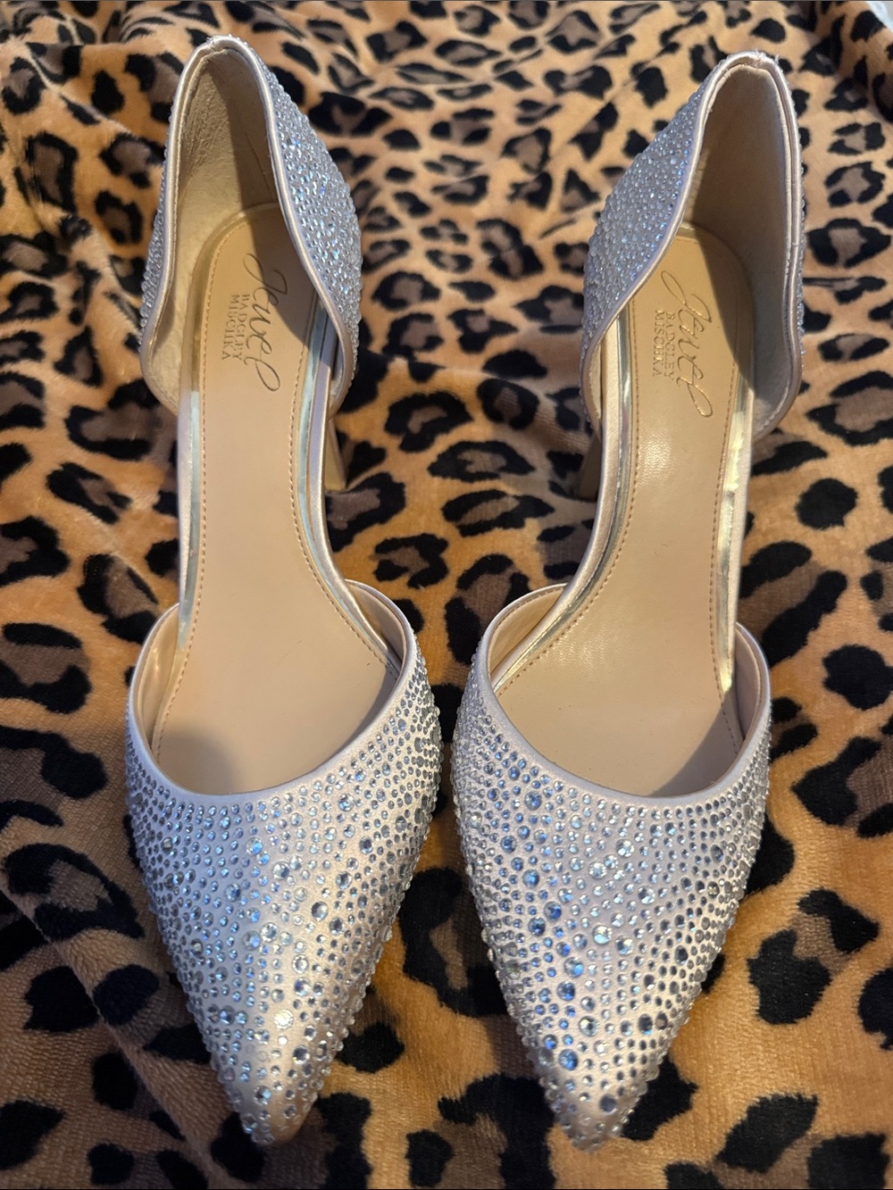 Badgley Mischka Silver Crystal D'Orsay Pointed-Toe Heels